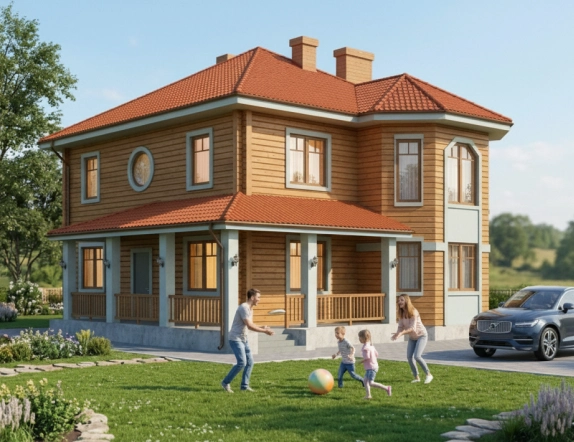 Проект двухэтажного дома каркасного типа до 180м²