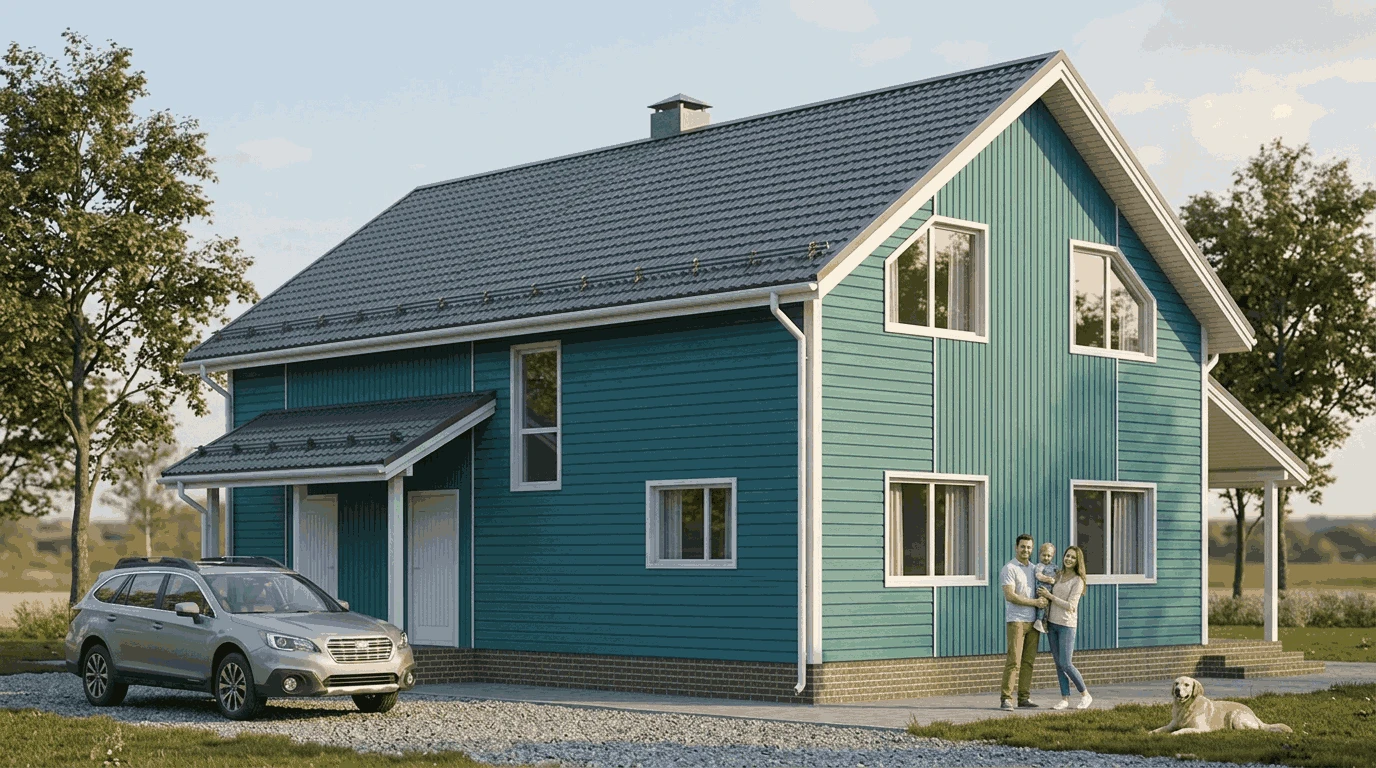 Проект двухэтажного каркасного дома до 150м²