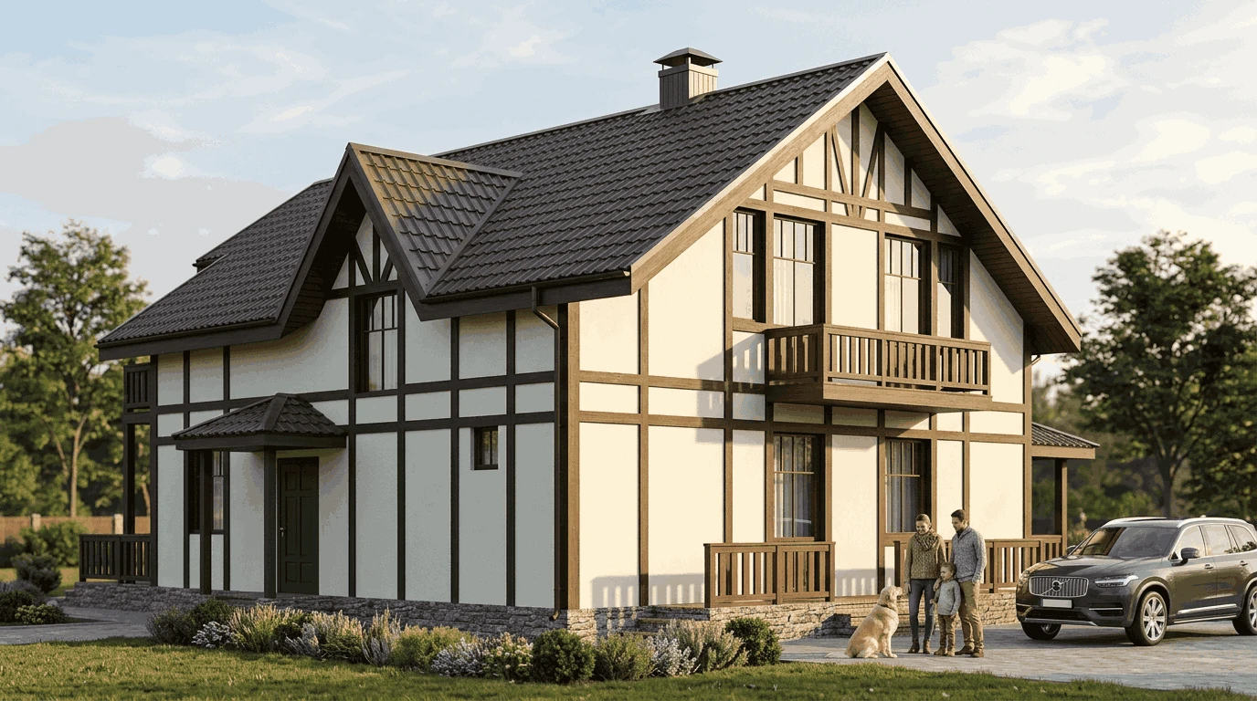 Проект двухэтажного каркасного дома от 150м²