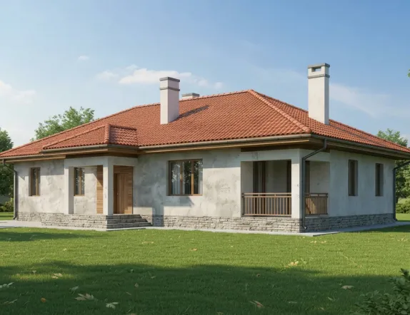Проект одноэтажного дома из газобетона от 150м²