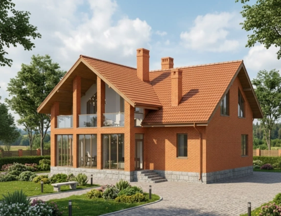 Проект двухэтажного дома из кирпича от 180м²
