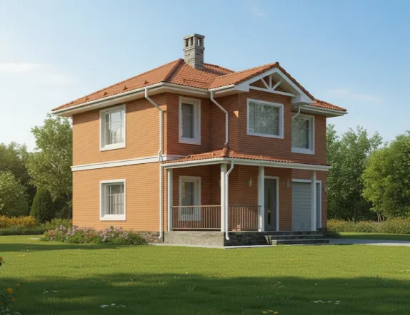 Проект двухэтажного дома из кирпича от 80м²