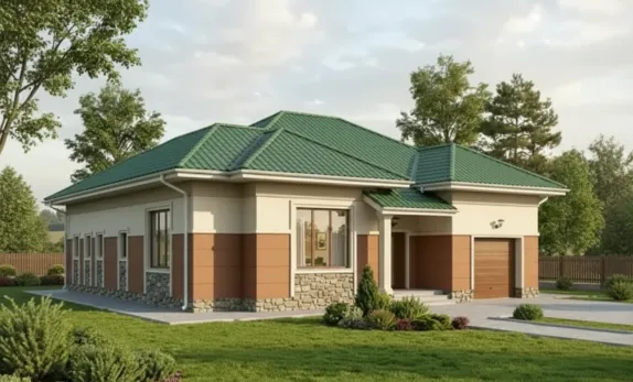 Проект одноэтажного дома из кирпича до 130м²