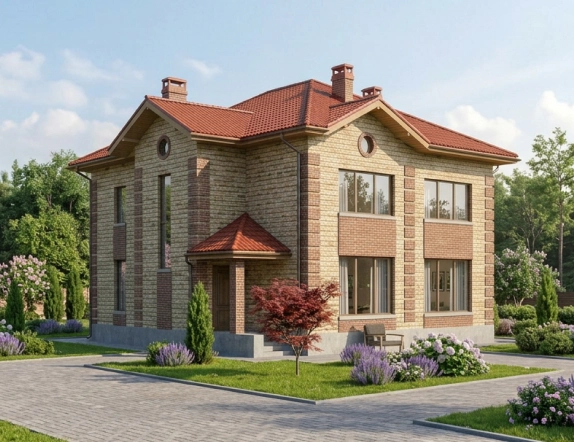 Проект двухэтажного дома из кирпича до 180м²